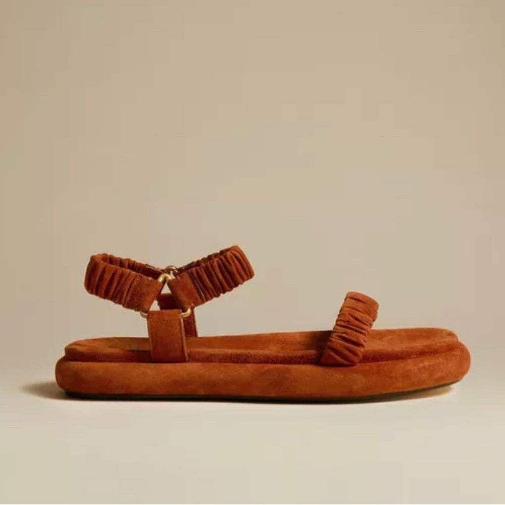 KHAITE Suede Puglia Sandals Caramel Sz 7.5 / 37.5